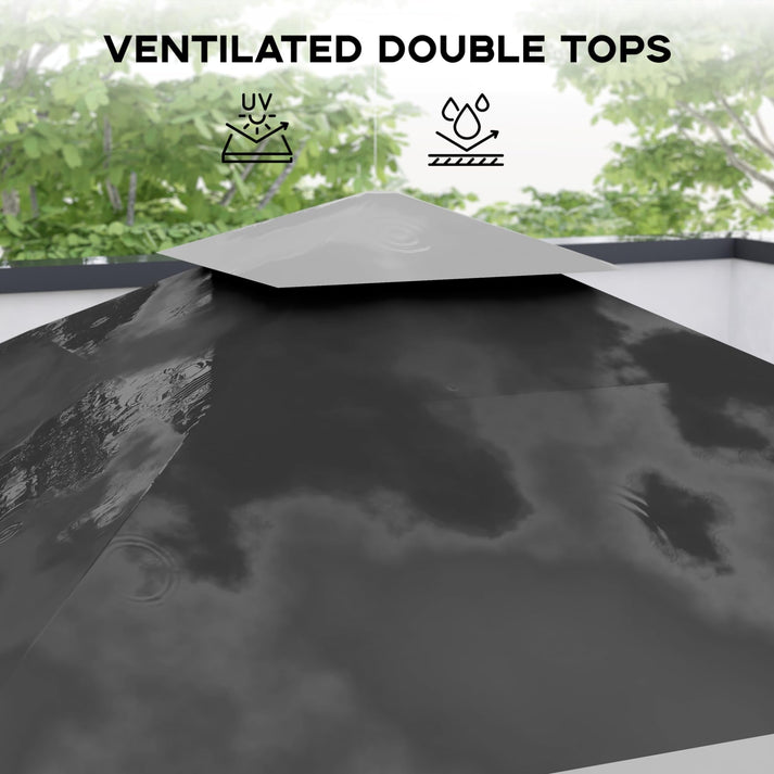 Gazebo con marco de acero recubierto en polvo y juntas reforzadas